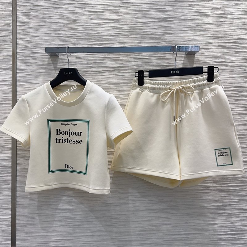Dior Cotton T-Shirt and Shorts Set White 2026 DR032501 (QI-260325023)