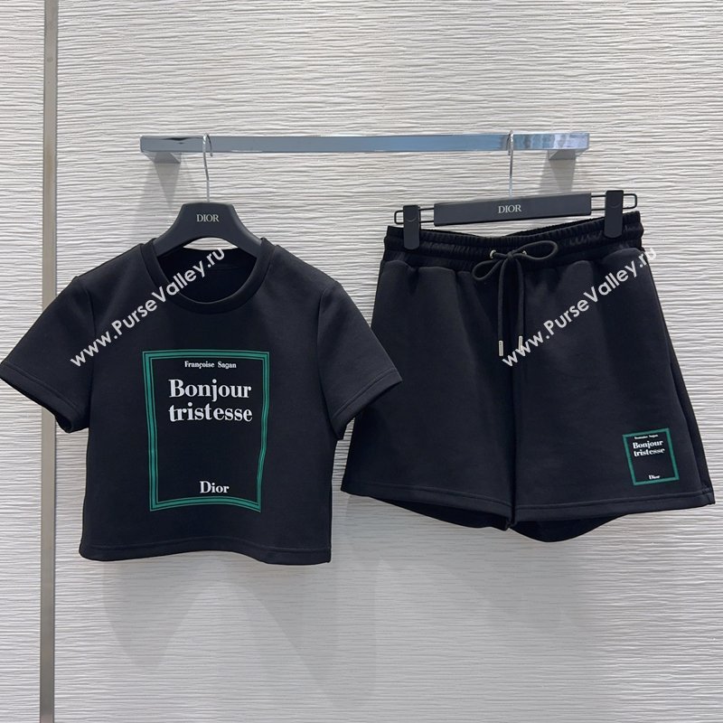 Dior Cotton T-Shirt and Shorts Set Black 2026 DR032501 (QI-260325024)
