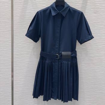 Loewe Pleated Dress Dark Blue 2026 LW032404 (QI-260324006)
