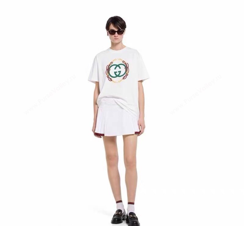Gucci Cotton T-Shirt with Interlocking G White 2026 GG032526 (QI-260325086)