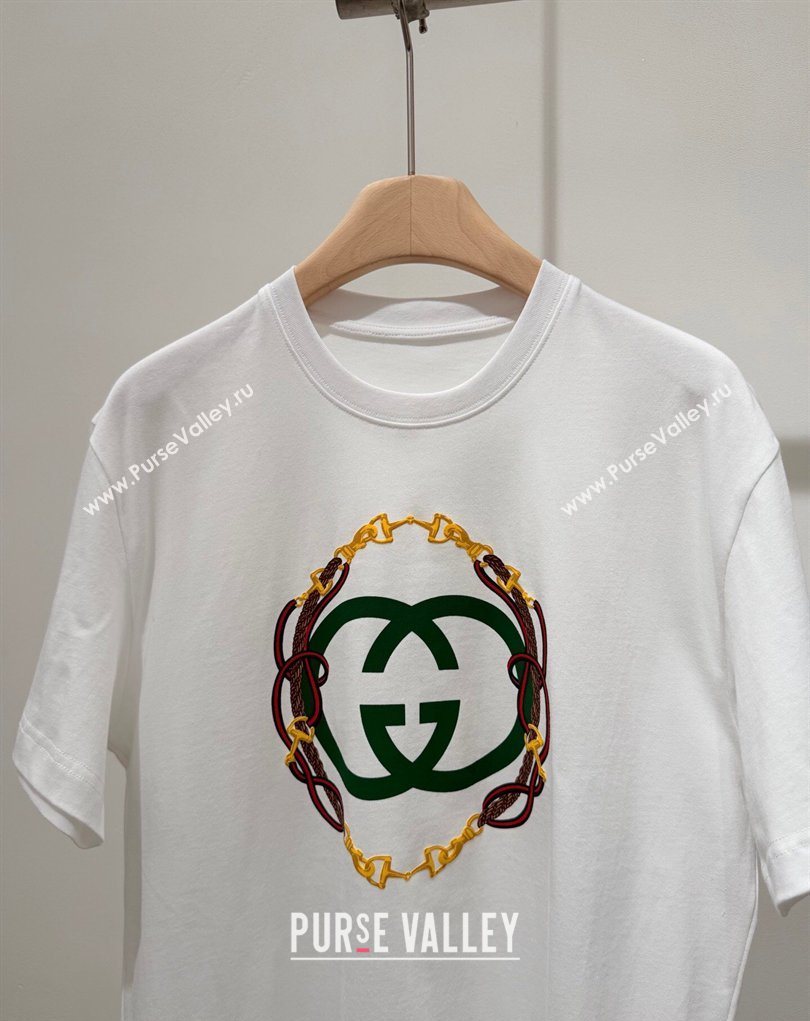 Gucci Cotton T-Shirt with Interlocking G White 2026 GG032526 (QI-260325086)
