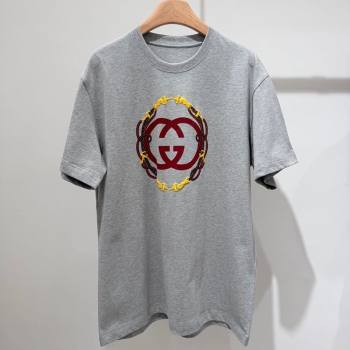 Gucci Cotton T-Shirt with Interlocking G Grey 2026 GG032526 (QI-260325087)