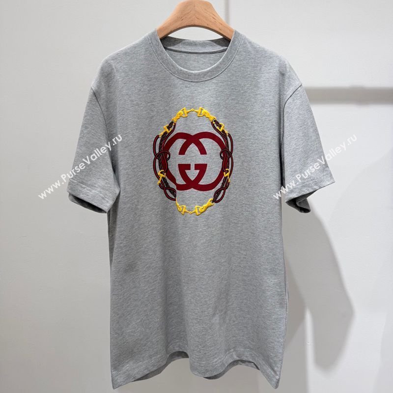 Gucci Cotton T-Shirt with Interlocking G Grey 2026 GG032526 (QI-260325087)