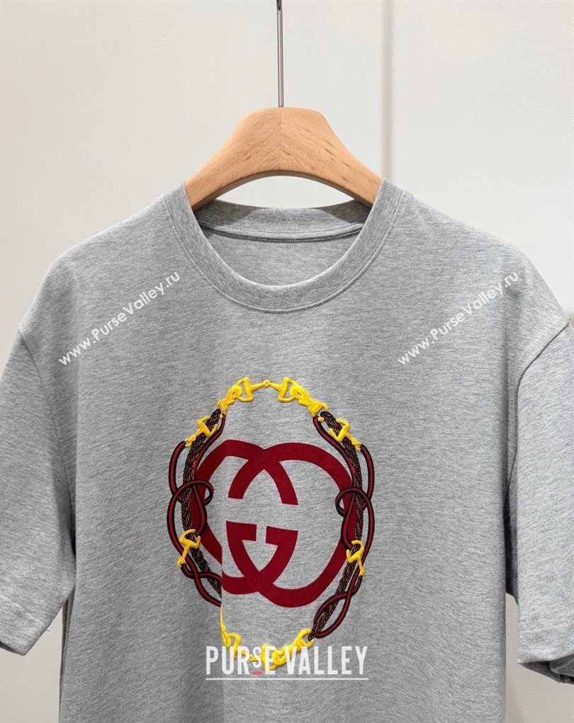 Gucci Cotton T-Shirt with Interlocking G Grey 2026 GG032526 (QI-260325087)
