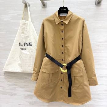 Celine Shirt Dress Khaki 2026 CE032543 (QI-260325111)