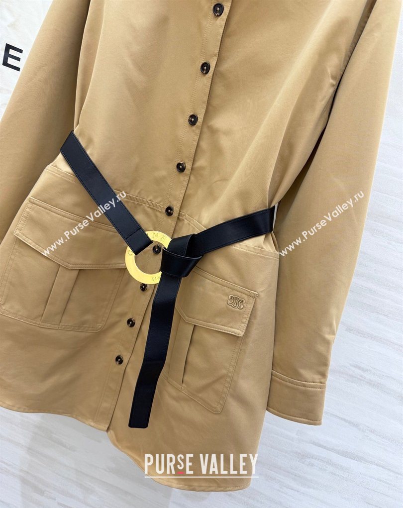Celine Shirt Dress Khaki 2026 CE032543 (QI-260325111)