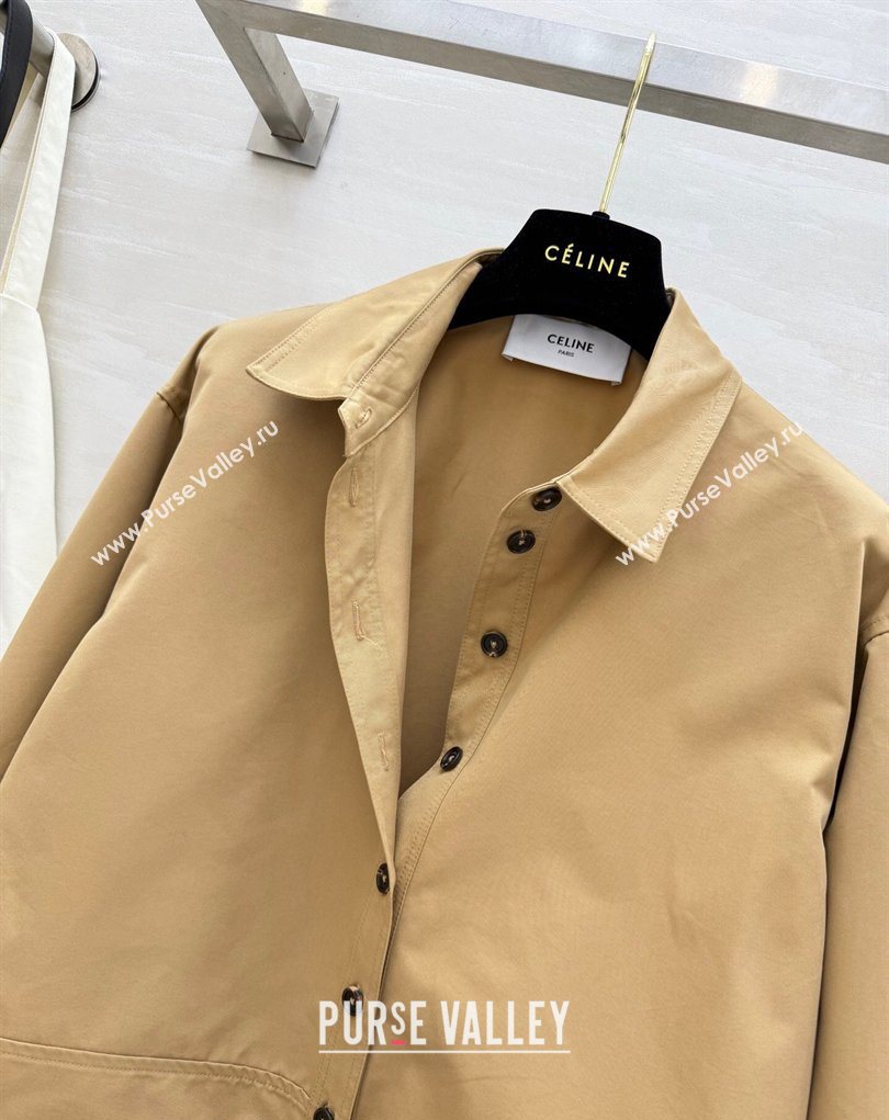 Celine Shirt Dress Khaki 2026 CE032543 (QI-260325111)