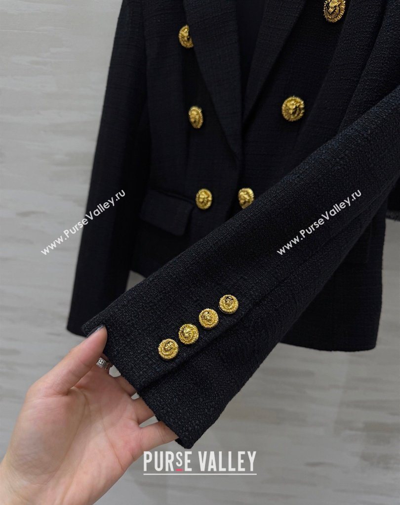Balmain Tweed Jacket and Skirt Black/Gold 2026 BL032543 (QI-260325112)