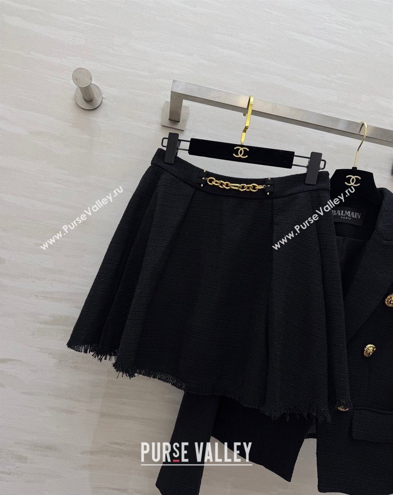 Balmain Tweed Jacket and Skirt Black/Gold 2026 BL032543 (QI-260325112)