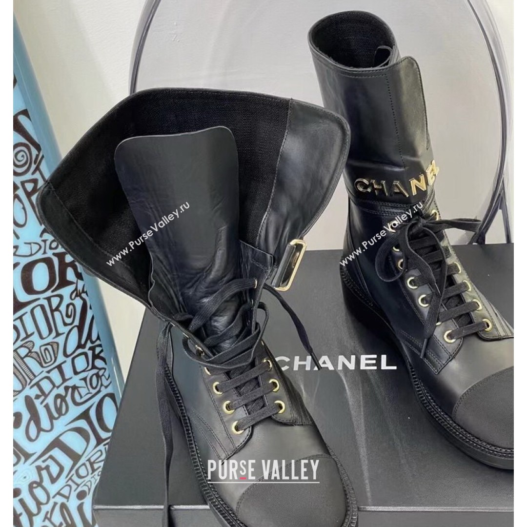 Chanel Calfskin Buckle Short Boot Black 2021 (nono-21081342)