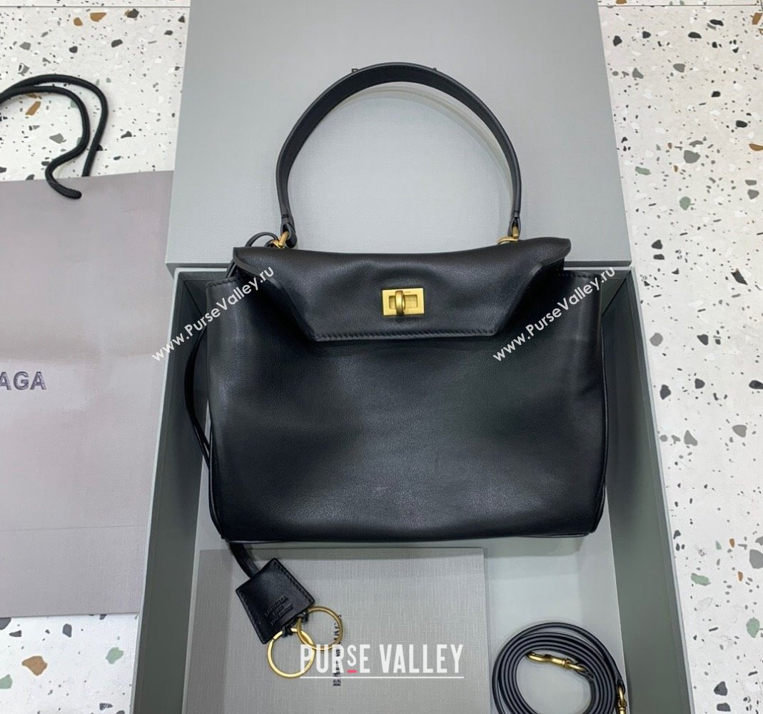 Balenciaga Rodeo Small Handbag in black smooth calfskin, aged-gold hardware 2024 78972 (JM-240419050)