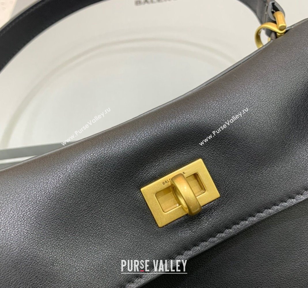 Balenciaga Rodeo Small Handbag in black smooth calfskin, aged-gold hardware 2024 78972 (JM-240419050)