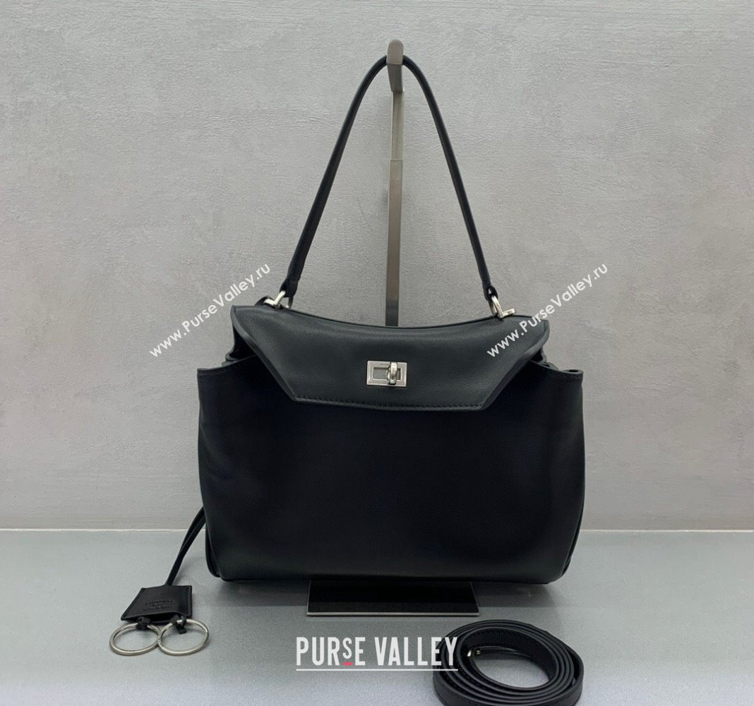 Balenciaga Rodeo Small Handbag in black smooth calfskin, aged-silver hardware 2024 78972 (JM-240419051)