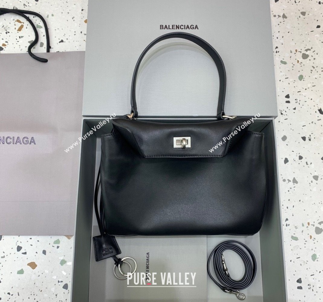 Balenciaga Rodeo Small Handbag in black smooth calfskin, aged-silver hardware 2024 78972 (JM-240419051)