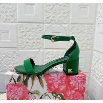 Dolce Gabbana DG Patent Leather Heel Sandals 6cm Green 2024 0506 (MD-240506091)