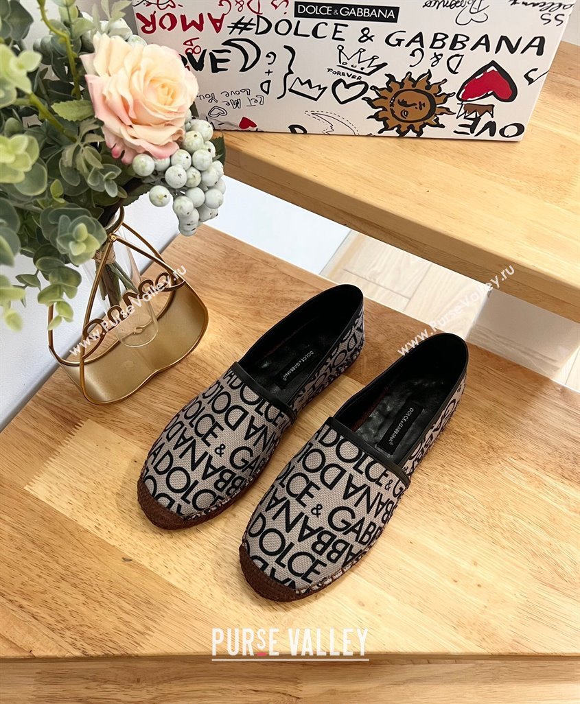 Dolce Gabbana DG Printed Canvas Espadrilles Flat Beige 2024 0604 (MD-240604100)