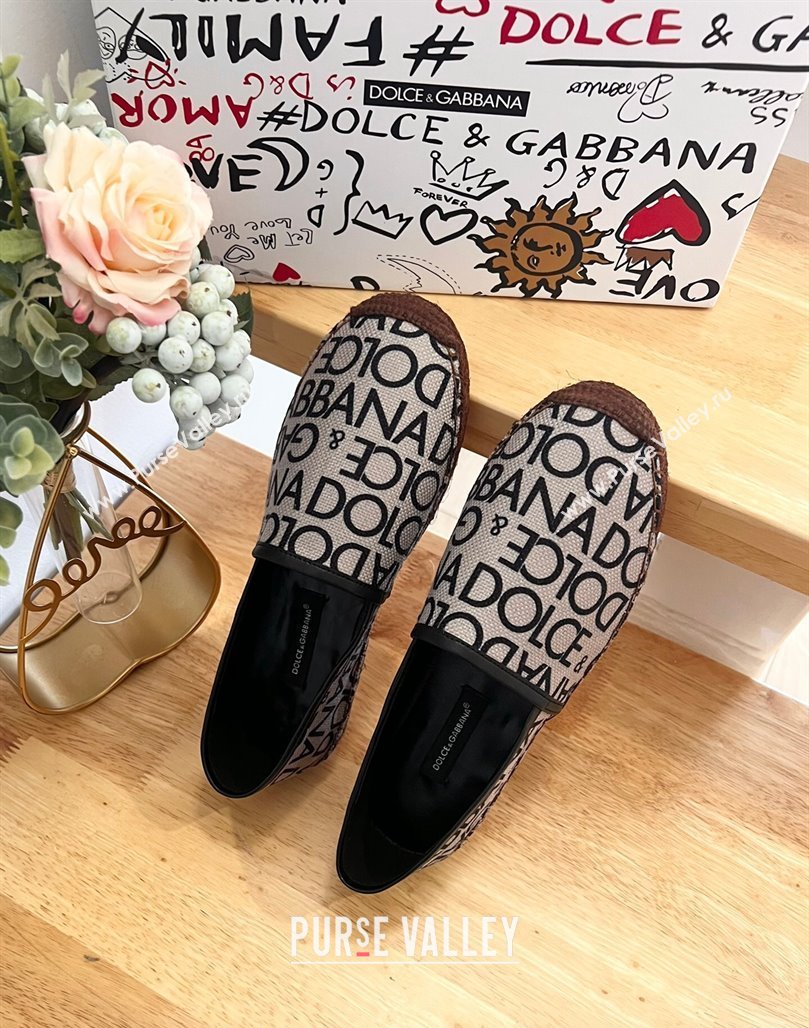 Dolce Gabbana DG Printed Canvas Espadrilles Flat Beige 2024 0604 (MD-240604100)