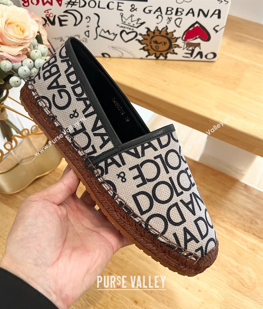 Dolce Gabbana DG Printed Canvas Espadrilles Flat Beige 2024 0604 (MD-240604100)