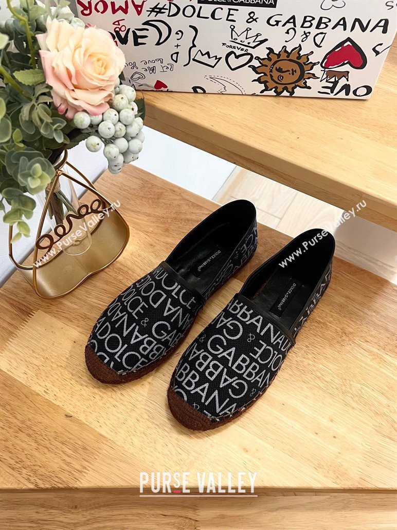 Dolce Gabbana DG Printed Canvas Espadrilles Flat Black 2024 0604 (MD-240604101)