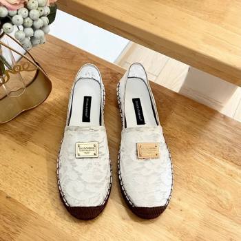 Dolce Gabbana Lace Espadrilles Flat White 2024 0604 (MD-240604102)