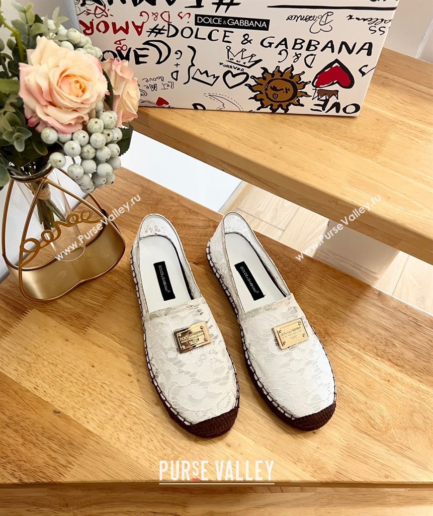 Dolce Gabbana Lace Espadrilles Flat White 2024 0604 (MD-240604102)