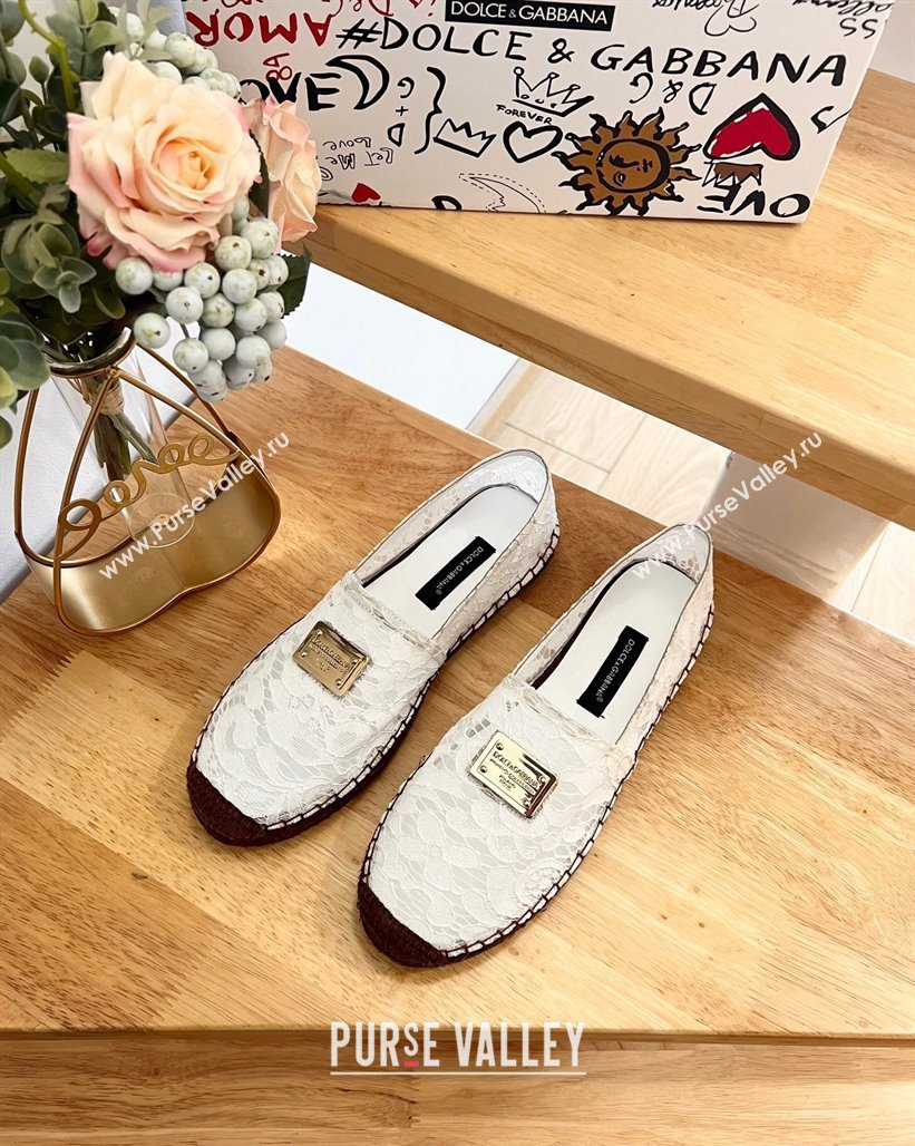 Dolce Gabbana Lace Espadrilles Flat White 2024 0604 (MD-240604102)