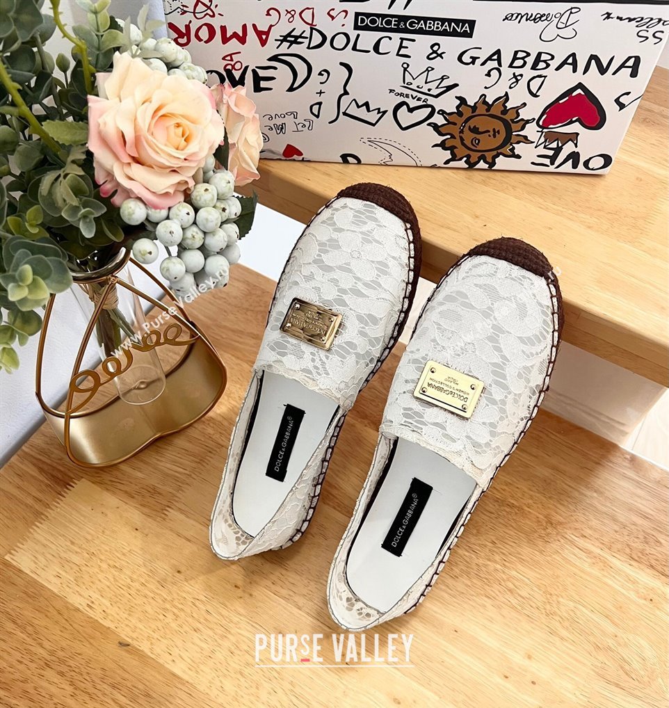 Dolce Gabbana Lace Espadrilles Flat White 2024 0604 (MD-240604102)