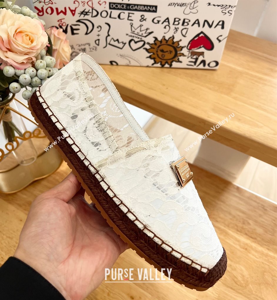 Dolce Gabbana Lace Espadrilles Flat White 2024 0604 (MD-240604102)