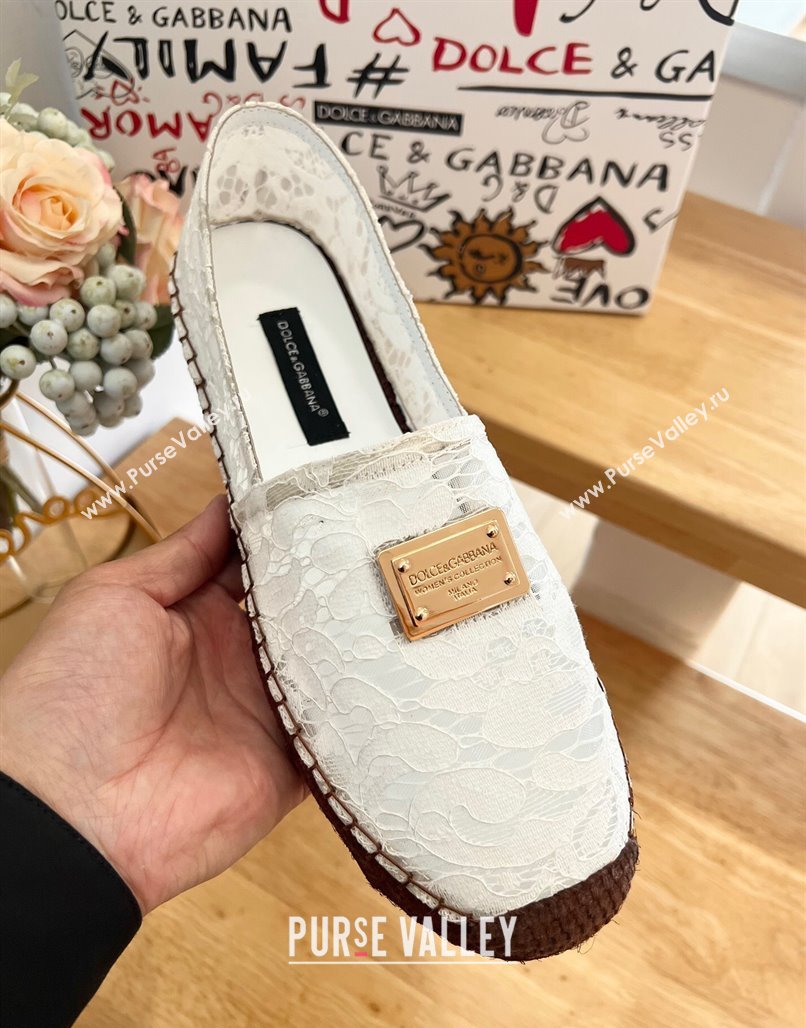 Dolce Gabbana Lace Espadrilles Flat White 2024 0604 (MD-240604102)