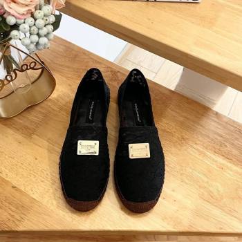 Dolce Gabbana Lace Espadrilles Flat Black 2024 0604 (MD-240604103)