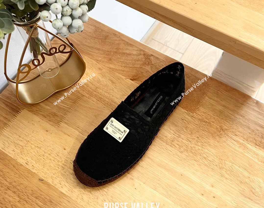 Dolce Gabbana Lace Espadrilles Flat Black 2024 0604 (MD-240604103)