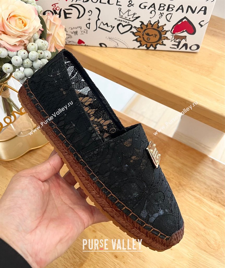 Dolce Gabbana Lace Espadrilles Flat Black 2024 0604 (MD-240604103)