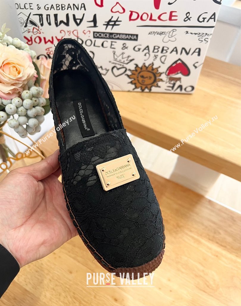 Dolce Gabbana Lace Espadrilles Flat Black 2024 0604 (MD-240604103)