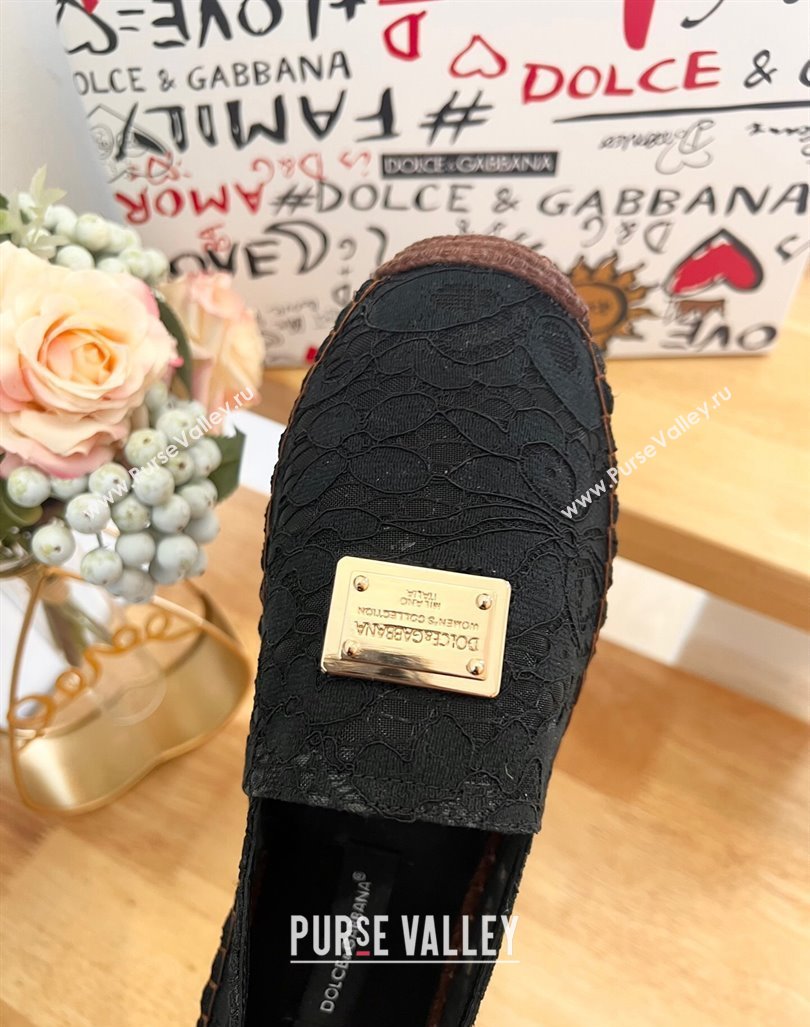 Dolce Gabbana Lace Espadrilles Flat Black 2024 0604 (MD-240604103)