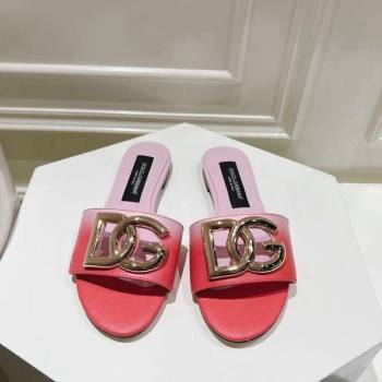 Dolce Gabbana DG Flat Slide Sandals in Gradient Calfskin Leather Red/Pink 2024 0604 (MD-240604137)
