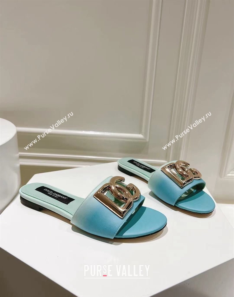 Dolce Gabbana DG Flat Slide Sandals in Gradient Calfskin Leather Blue 2024 0604 (MD-240604136)