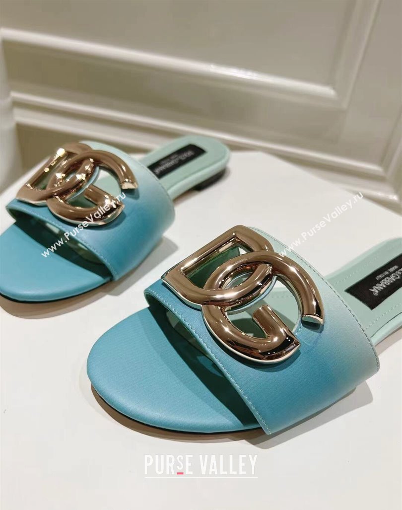 Dolce Gabbana DG Flat Slide Sandals in Gradient Calfskin Leather Blue 2024 0604 (MD-240604136)