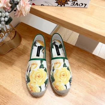 Dolce Gabbana Printed Denim Flat Espadrilles White/Green/Yellow 2024 0604 (MD-240604141)