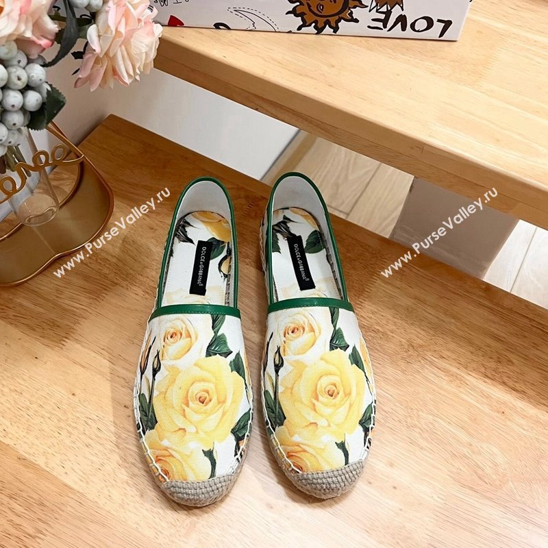 Dolce Gabbana Printed Denim Flat Espadrilles White/Green/Yellow 2024 0604 (MD-240604141)