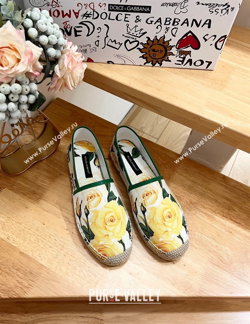 Dolce Gabbana Printed Denim Flat Espadrilles White/Green/Yellow 2024 0604 (MD-240604141)