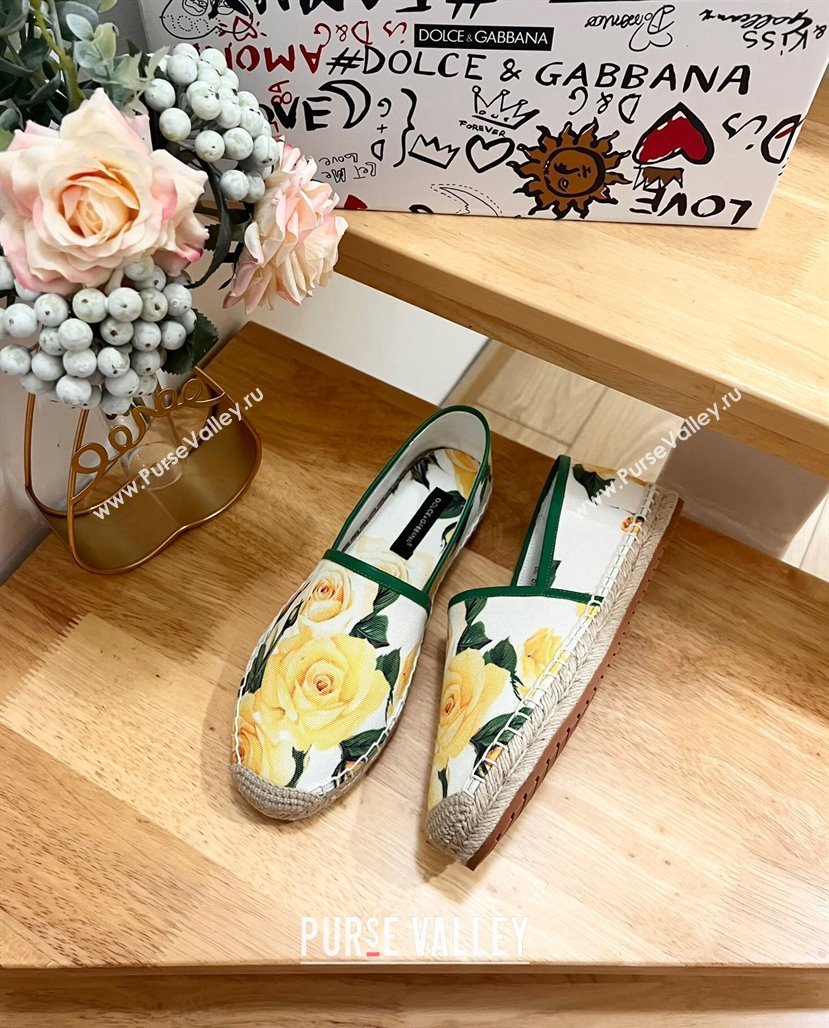 Dolce Gabbana Printed Denim Flat Espadrilles White/Green/Yellow 2024 0604 (MD-240604141)