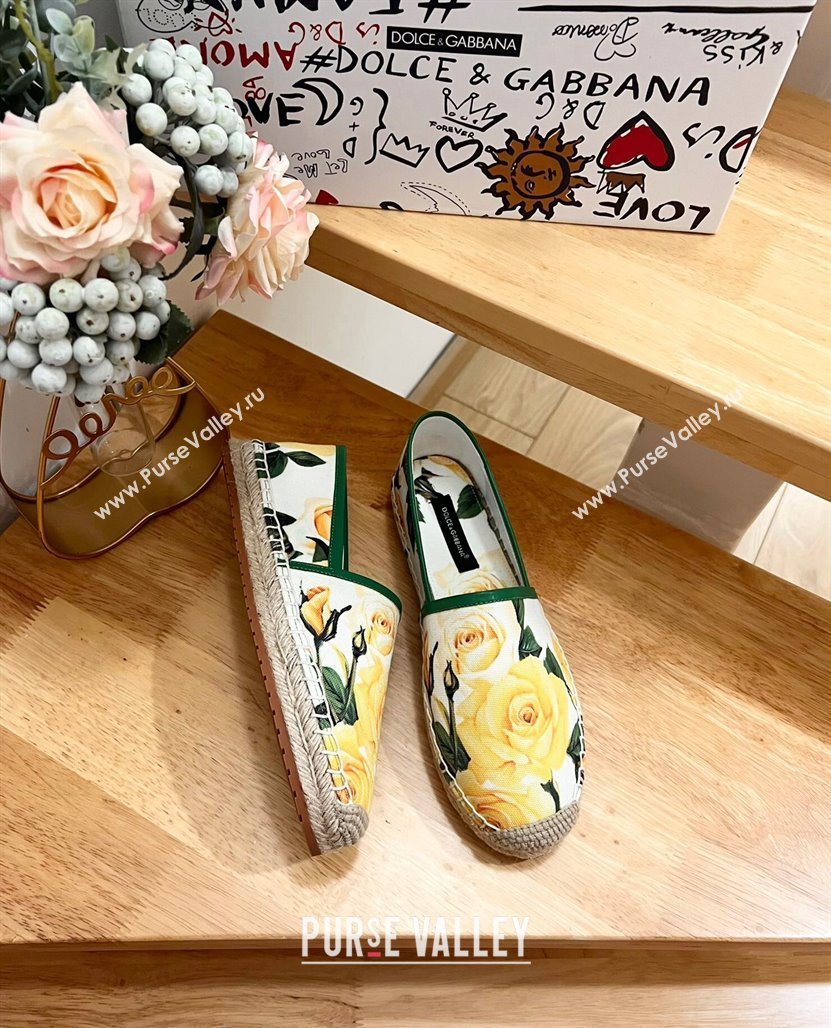 Dolce Gabbana Printed Denim Flat Espadrilles White/Green/Yellow 2024 0604 (MD-240604141)