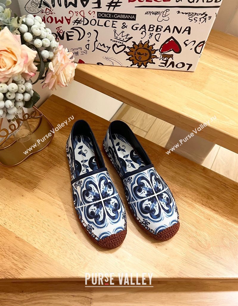 Dolce Gabbana Printed Denim Flat Espadrilles Blue 2024 0604 (MD-240604142)