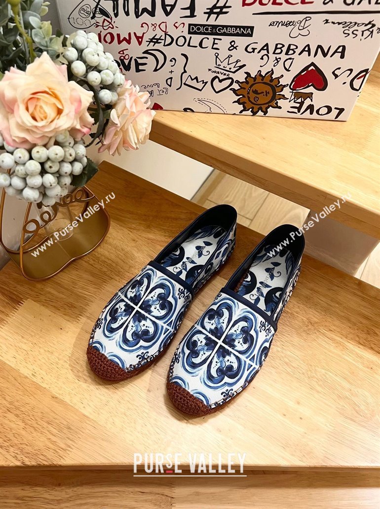 Dolce Gabbana Printed Denim Flat Espadrilles Blue 2024 0604 (MD-240604142)