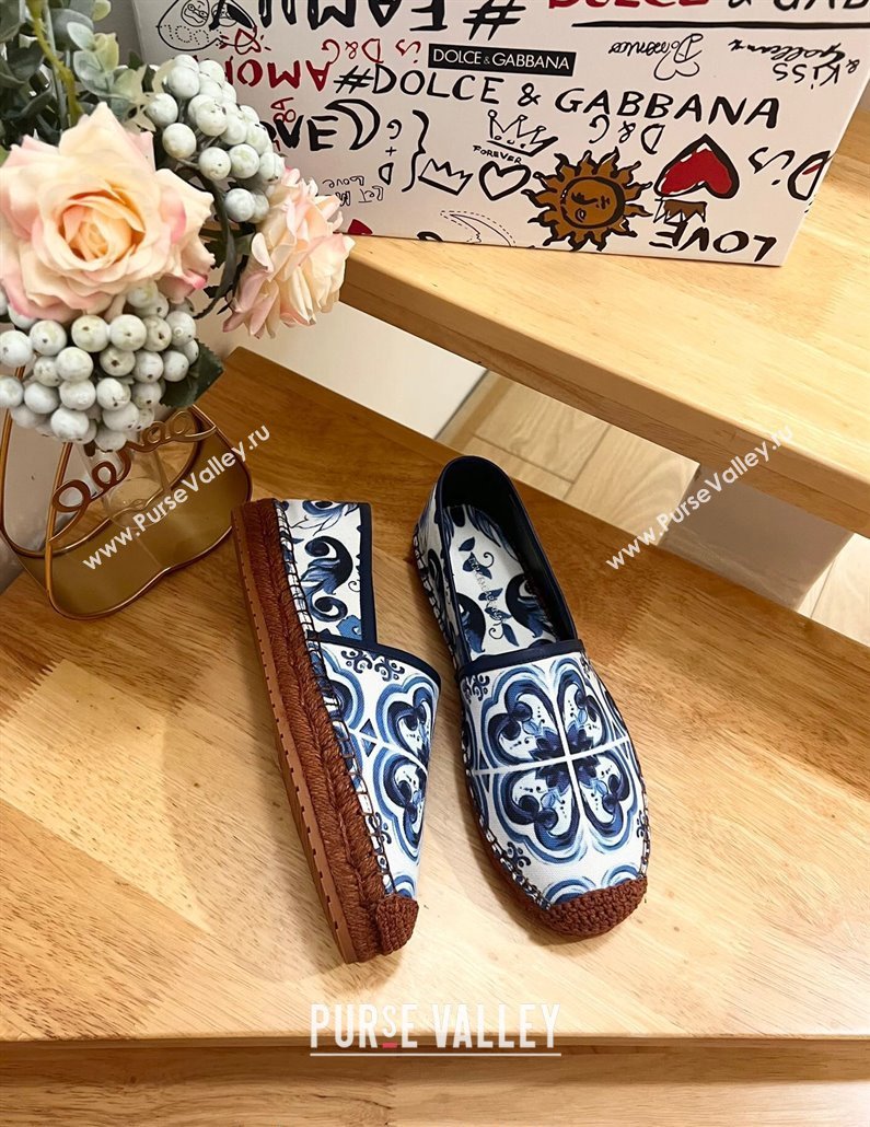 Dolce Gabbana Printed Denim Flat Espadrilles Blue 2024 0604 (MD-240604142)