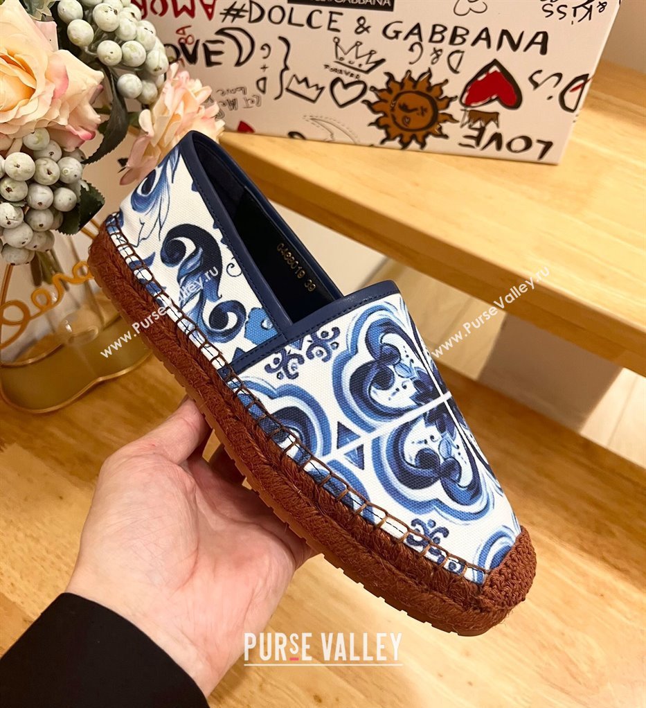 Dolce Gabbana Printed Denim Flat Espadrilles Blue 2024 0604 (MD-240604142)