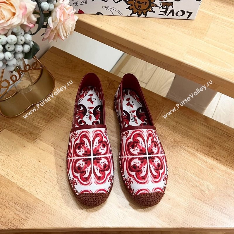 Dolce Gabbana Printed Denim Flat Espadrilles Red 2024 0604 (MD-240604143)