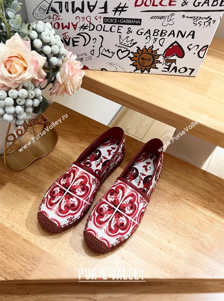 Dolce Gabbana Printed Denim Flat Espadrilles Red 2024 0604 (MD-240604143)