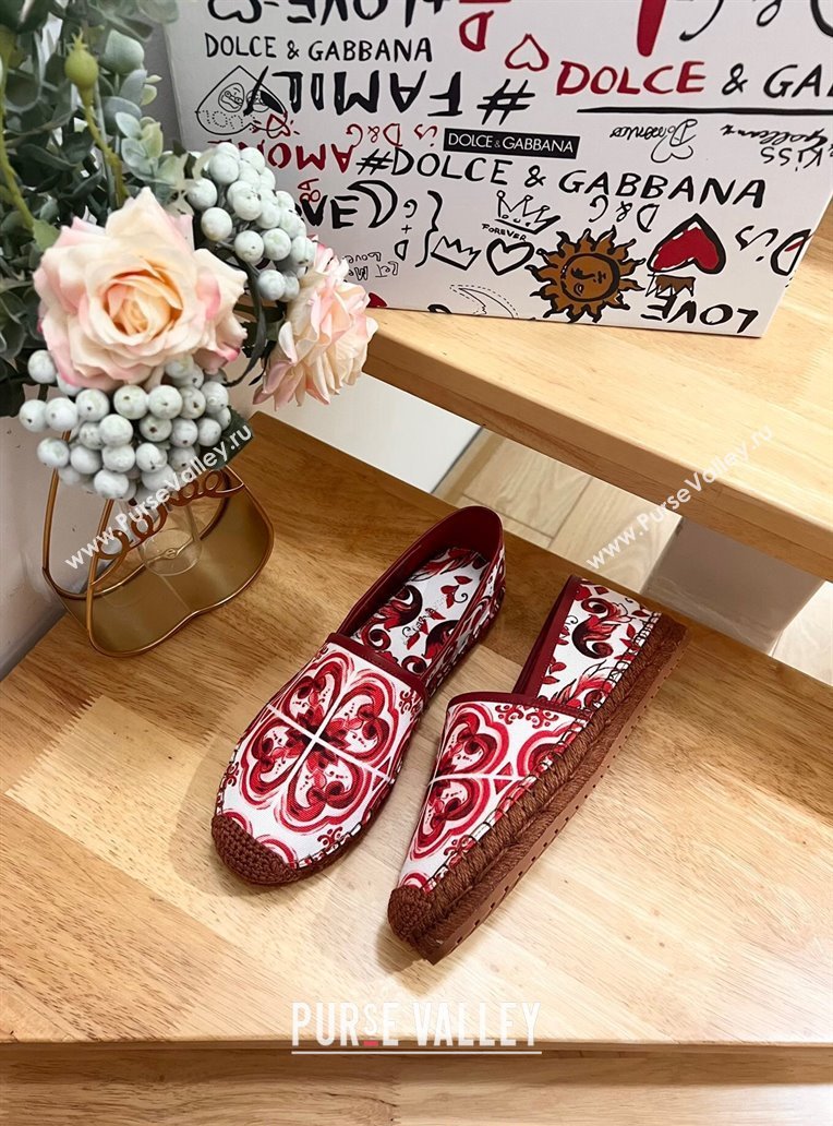 Dolce Gabbana Printed Denim Flat Espadrilles Red 2024 0604 (MD-240604143)