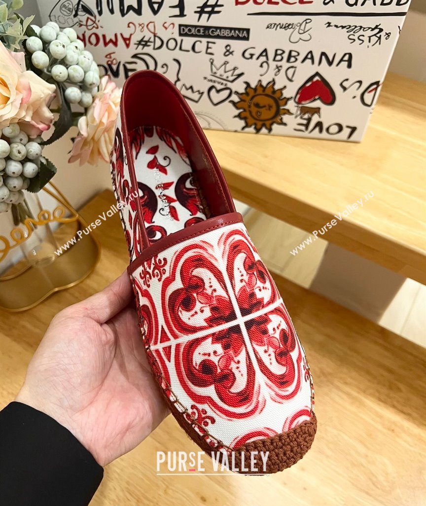 Dolce Gabbana Printed Denim Flat Espadrilles Red 2024 0604 (MD-240604143)